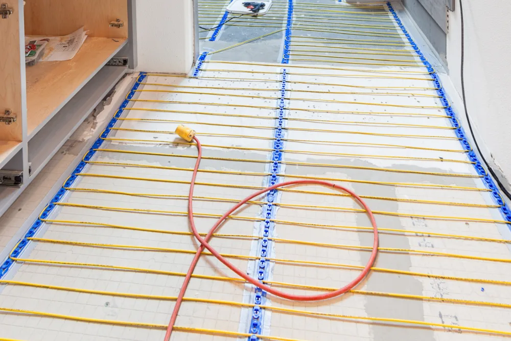 Kitchen and Living Area Heated Floor Installation